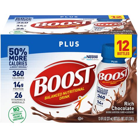 Boost Plus Nutritional Drink Rich Chocolate 14g Protein 12 8 Fl Oz