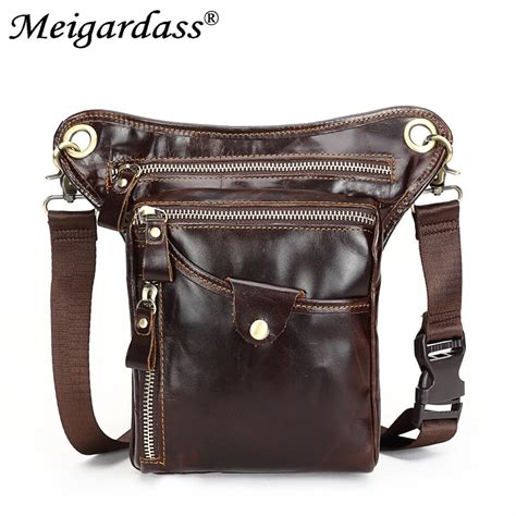 Meigardass Genuine Leather Men Shoulder Bag Casual Mens Belt Waist