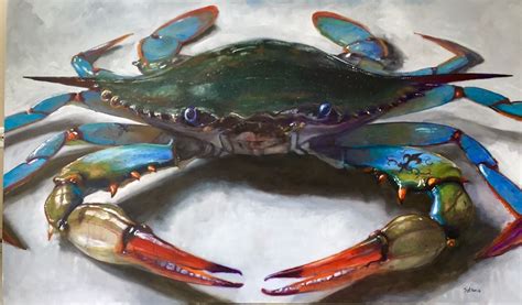Female Blue Crab With Tattoo 60 X 36 Oil Painting On Canvas Crab