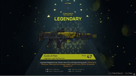 Anthem Legendary Light Machine Gun Cycle Of Pain Stronghold The Temple
