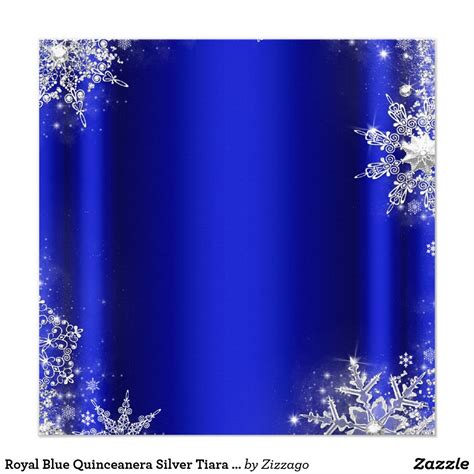 Royal Blue Quinceanera Silver Tiara 15th Birthday Invitation Zazzle