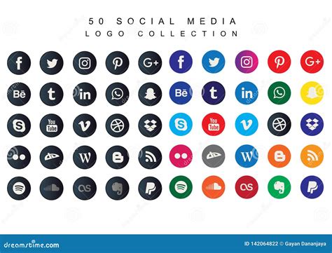 Social Media Icons Bundle Vector Editorial Photography Illustration