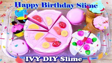 BIRTHDAY SLIME | Mixing BIRTHDAY CAKE into Clear Slime | Most