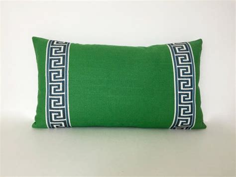 See more of kelly green on facebook. Kelly Green Lumbar Pillow Cover with Navy Greek Key Trim ...