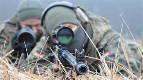 German Sniper Team On Exercise In Lithuania With A G22 Sniper Rifle