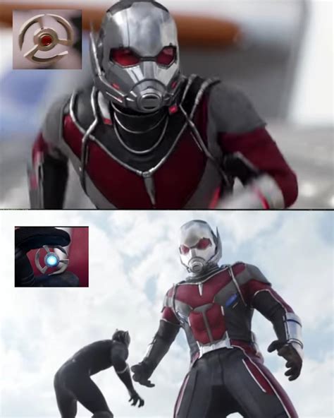 In Civil War When Ant Man Is In Giant Form His Suit Has Blue Accents