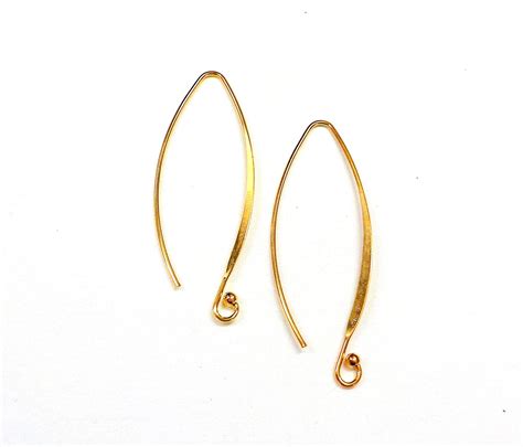 K Gold Plated Over Brass Ear Hooks Eco Brass Earrings Etsy Etsy