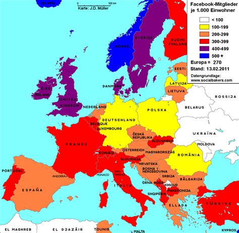 Die hier angezeigte karte zeigt, wie bevölkerungsdichte von land zu land variiert. Dies ist mein Blog-Archiv: Archiv: Facebook in Europa 2011