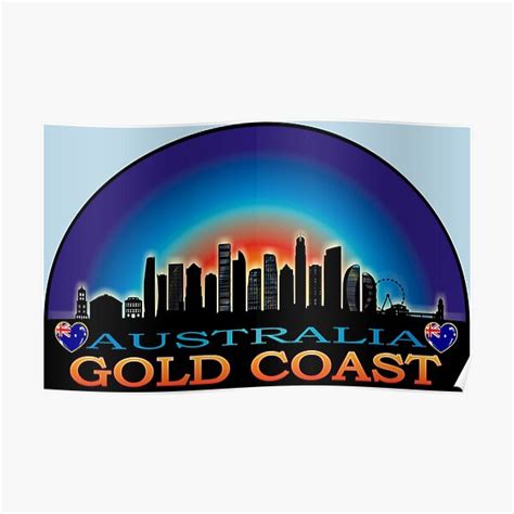 Gold Coast Skyline Poster By Soulsafe Redbubble