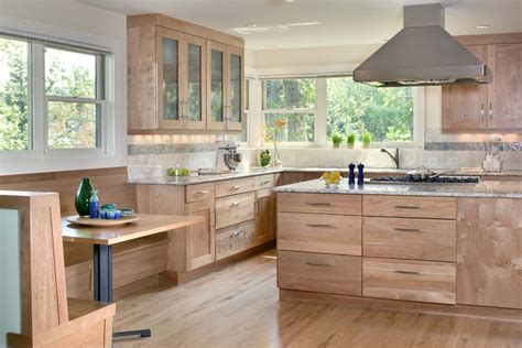 Beech Wood Cabinets Kitchen Contemporary With Built In Seating Area