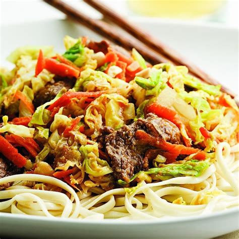 Cook the egg noodles according to package directions; Beef & Cabbage Stir-Fry with Peanut Sauce Recipe - EatingWell