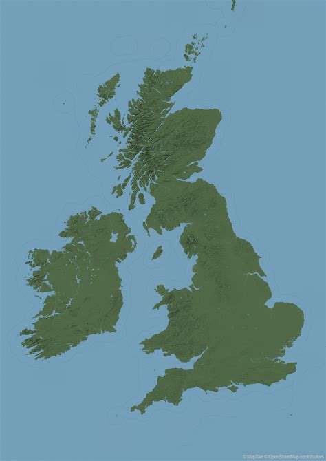 United Kingdom Topography Map Uk Print Topographic Great Etsy