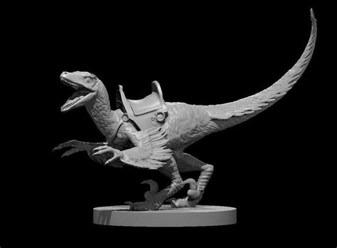 Deinonychus Feathered Mount Miniature Model For Dandd Dungeons And