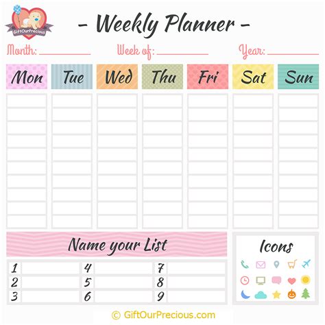 Printable Weekly Planner T Our Precious