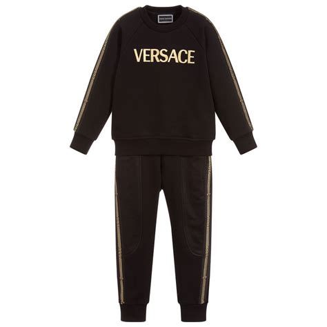 Brand Boys Black Cotton Tracksuit At Kids Outfits
