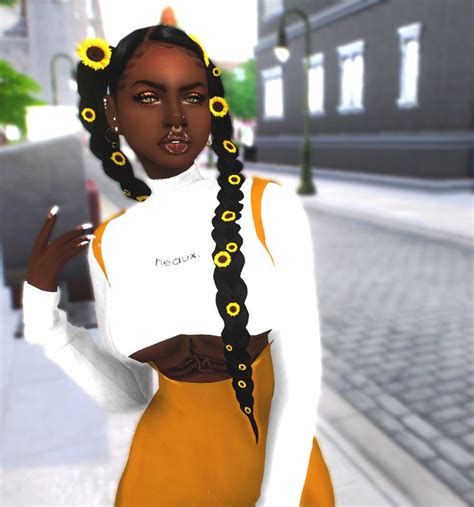 Ebonix Flowerchild In 2020 Sims 4 Black Hair Sims