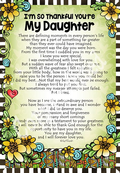 Im So Thankful Youre My Daughter 8×10 Ty Art Daughter Quotes