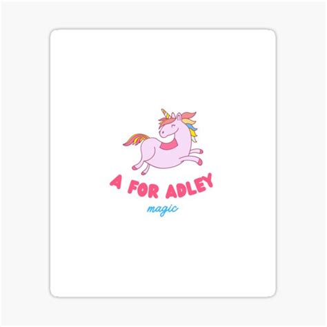 A For Adley Colorful Unicornpinkrainbow Funny Kids Sticker For