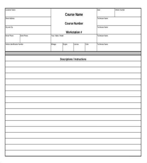 Fillable work order request form. Printable Repair Orders | shop fresh
