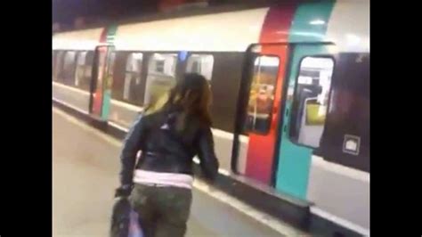Girl Gets Kicked Off Subway Train Literally Youtube