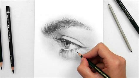 Drawing A Realistic Eye Side View With Graphite Pencils Youtube