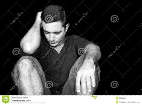 Sad And Stressed Young Man Sitting On The Floor Stock Image Image Of