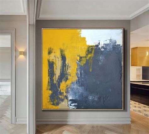 Very Large Abstract Paintings On Canvasyellow Abstract Canvas Etsy