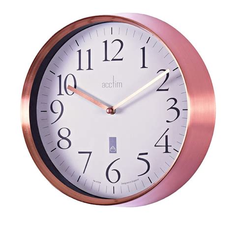 Brushed Copper Wall Clock With Glass Lens Wall Clock Design Metal Wall