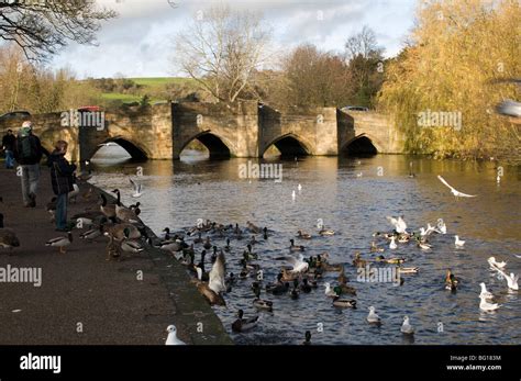 Bakewell Bridge Over The River Wye A Popular Tourist Spot In The Peak