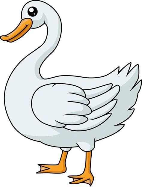 Premium Vector Cute Swan Cartoon On White Background