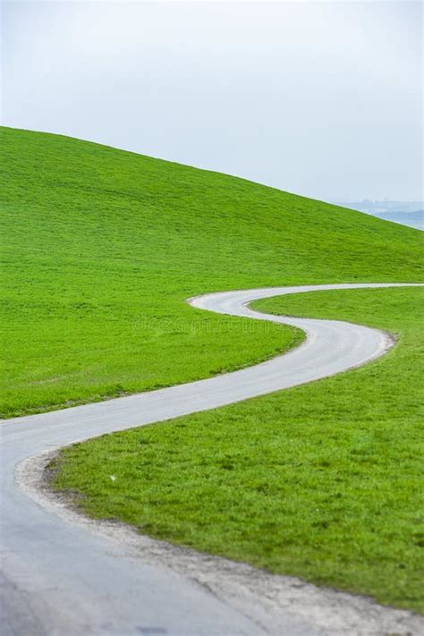 Winding Country Road Through Meadows Stock Photo Image Of People