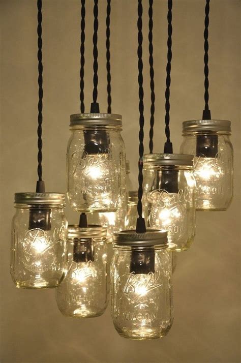 Mason Jar Chandelier Pendant Light Fixture 8 Jars By Wiresnjars