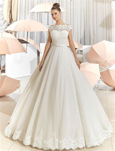 New Arrival Sheer Lace Off Shoulder Wedding Dresses A Line Tulle 2016