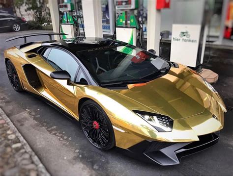 Lamborghini Aventador Super Veloce Coupe Wrapped In Chrome Gold And Black