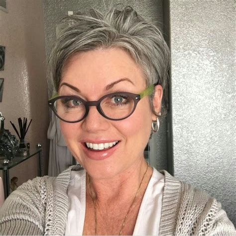 Image Result For Short Hairstyles For Grey Hair And Glasses Short