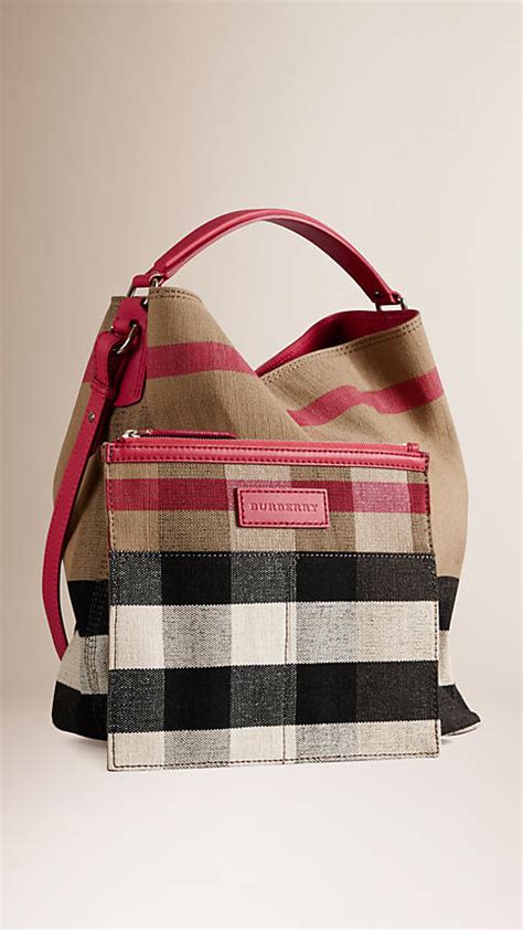 Burberry Medium Canvas Check Hobo Bag Shopstyle