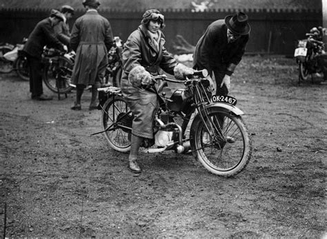 March 1923 A Woman On A Velocette Motorcycle At The Acu Trials In