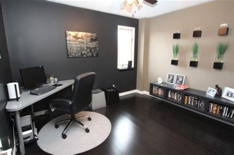 Gray Office With Dark Wood Floors Grey And White Office White Office