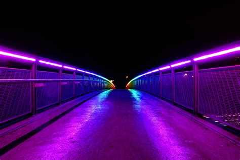 Download and use 30,000+ 4k wallpaper stock photos for free. Purple neon light, Bridge, Lights, Railings HD wallpaper ...