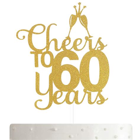 Buy Alpha K Cheers To 60 Years 60th Birthday Cake Topper 60th