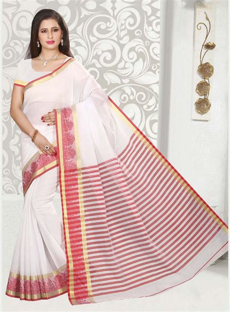 White Cotton Casual Wear Saree 94571 Saree Silk Sarees Online Buy Dress