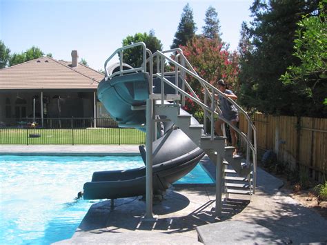 Vortex Inground Pool Slide Half Tube And Staircase Gray Granite