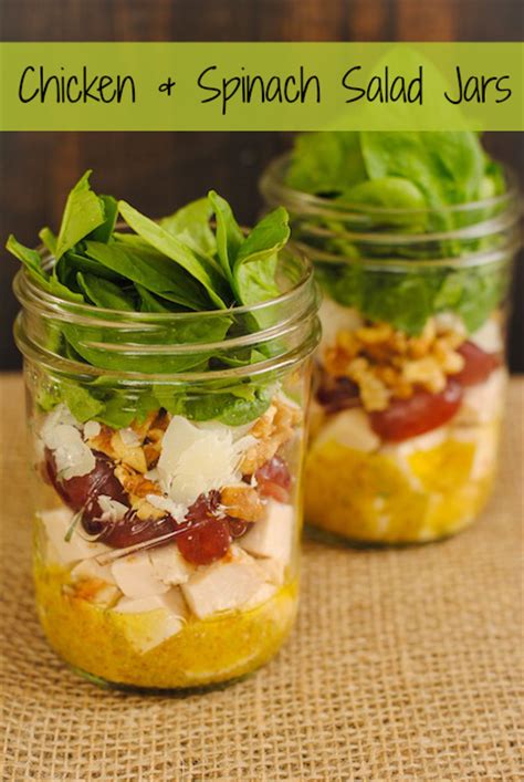 I used a 32oz mason jar to allow enough room to pack in veggies and shake it up. Chicken & Spinach Salad Jars - Foxes Love Lemons
