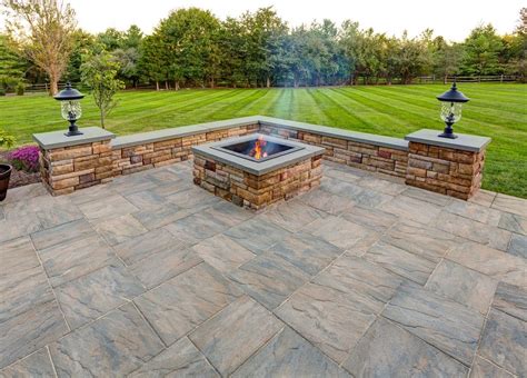 Paver And Wall Design Ideas In 2020 Stone Patio Designs