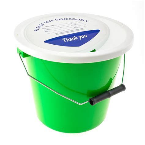 Green Collection Bucket And Lid Care Fundraising Supplies