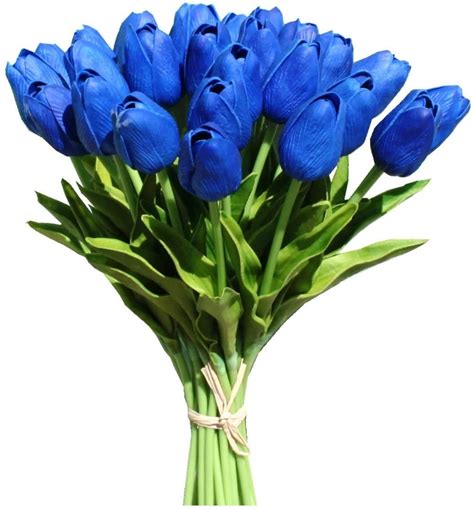 Real Touch Tulips Royal Blue Tulips Bouquet Artificial Bridal Etsy