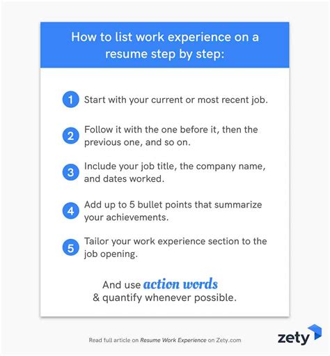 Resume Work Experience And Job Description Examples 2023