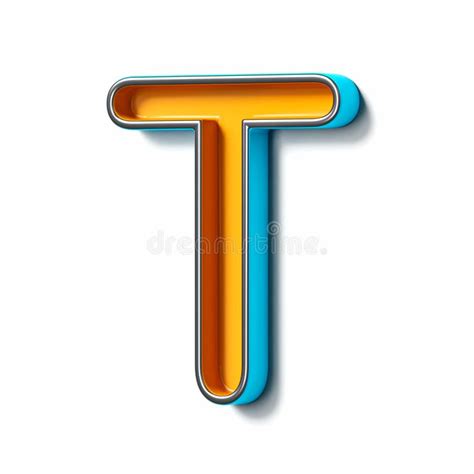 Orange Blue Thin Metal Font Letter T 3d Stock Illustration