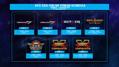 Evo On Twitter Take A Look At The Evo2021 Online Streaming Schedule
