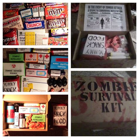 A survival kit is essentially any collective of objects that you bring or wear on your person whenever you leave. Zombie Survival Kit for the Boyfriend's birthday!!! Loved it!! | Survival kit gifts, Zombie ...